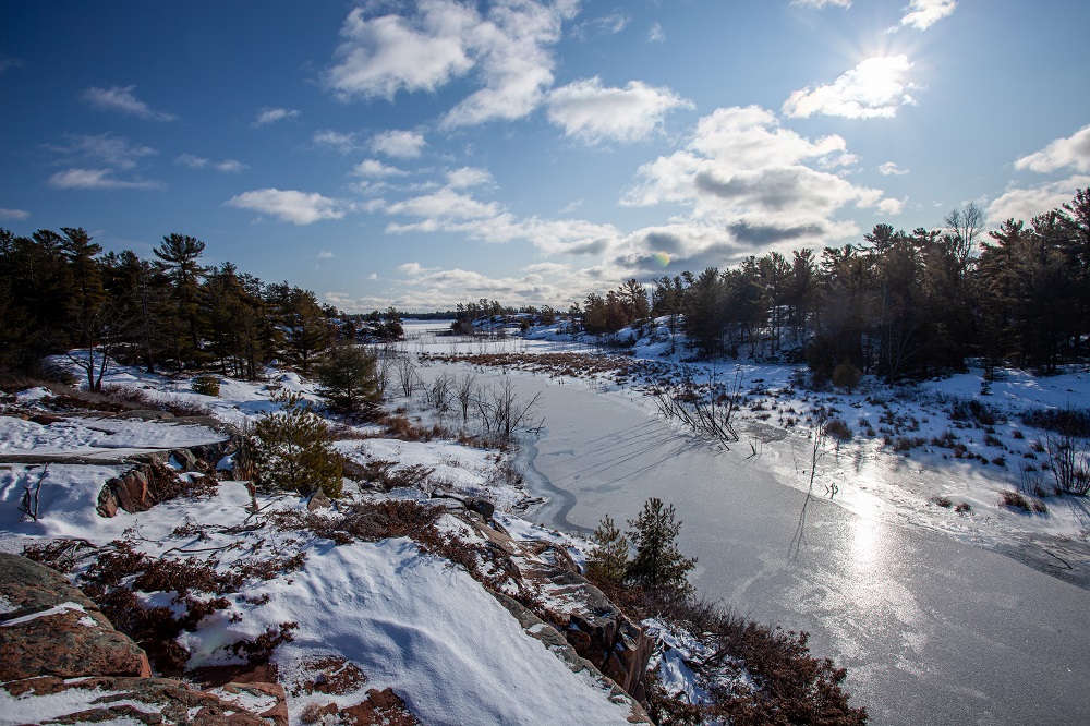 A frozen river in winter.
