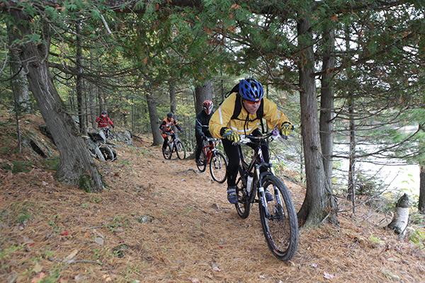 Mountain biking on trails