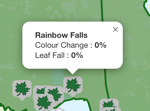 Screen showing an info window above icon