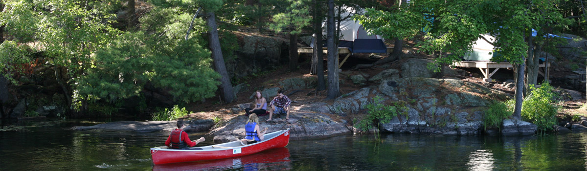 Canoeing to a backcountry campsite