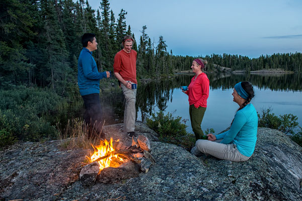 Enjoying a campfire