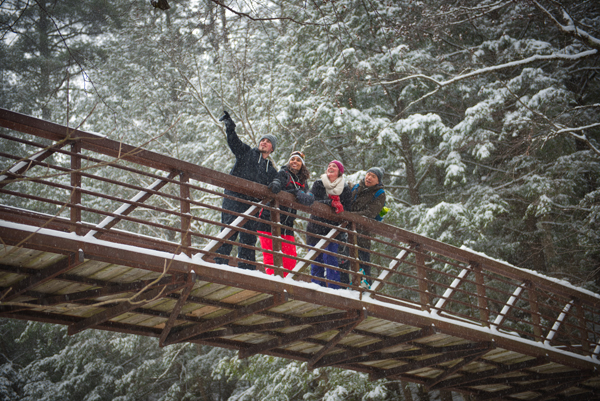 Group of people at Stubbs Falls in Arrowhead Provincial Park