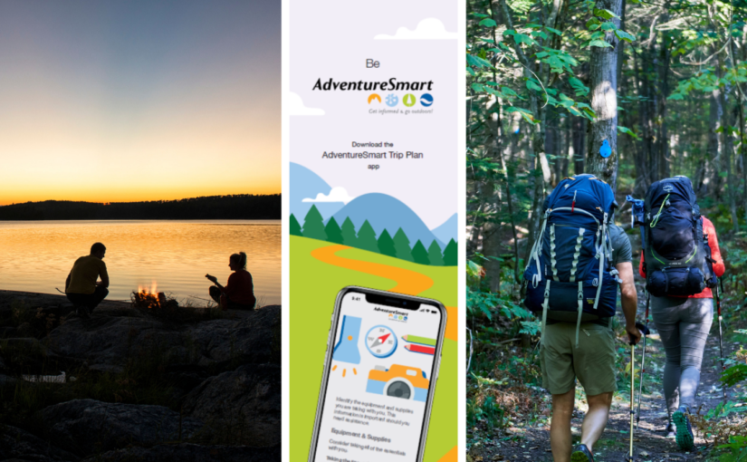 colllage of campers and AdventureSmart app