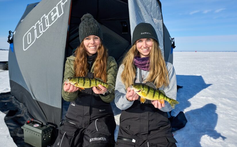 Ice fishing for perch at Sibbald Point